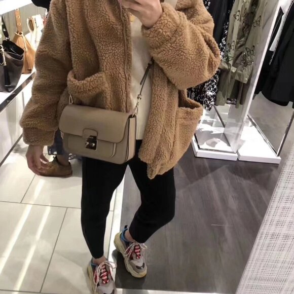 NWT Michael Kora Large Sloan Editor Leather Shoulder Bag in Truffle - Picture 4 of 4